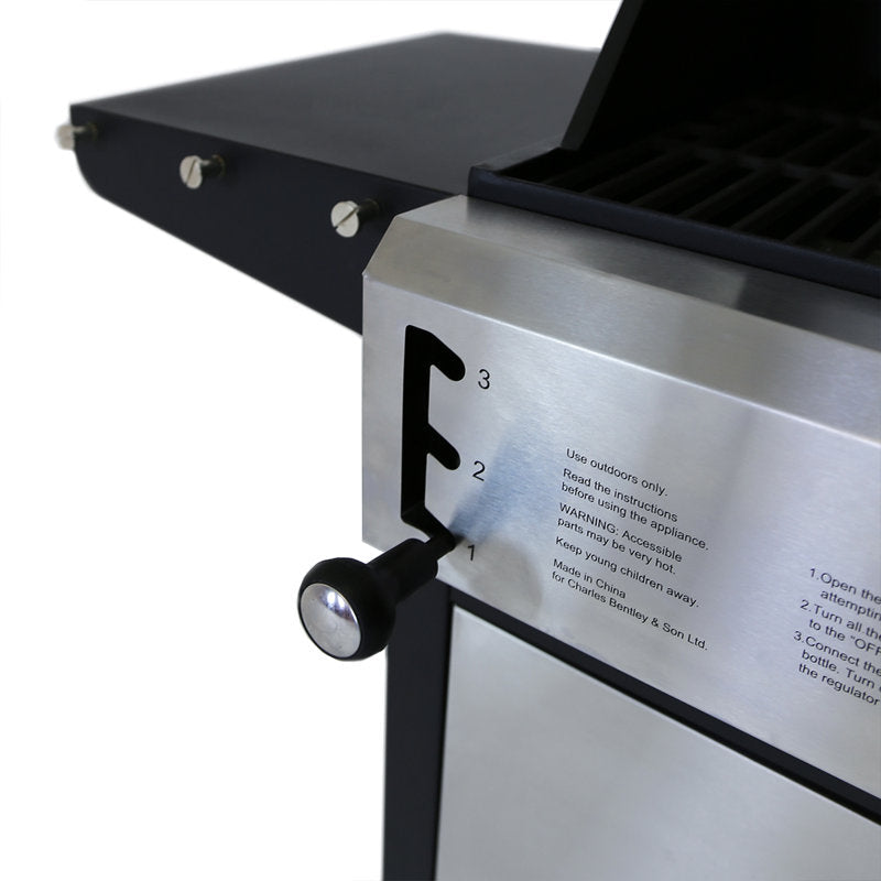 2+1 Burner Gas Grill & Charcoal Grill BBQ - Stainless Steel