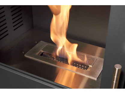 OKO S3 Bio Ethanol Stove in Charcoal Grey with Angled Stove Pipe