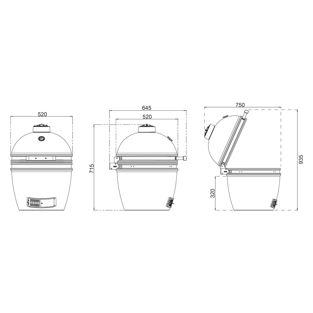 Grill Guru 18" (46Cm) Ceramic Kamado Charcoal Barbecue in Black + Cover