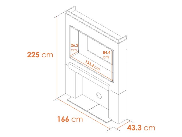 Acantha Pre-Built Stove Media Wall 2 with TV Recess & Keston Electric Stove in Black