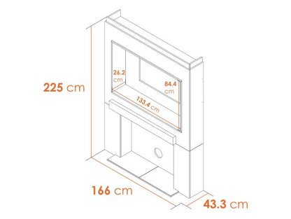 Acantha Pre-Built Stove Media Wall 2 with TV Recess & Keston Electric Stove in Black