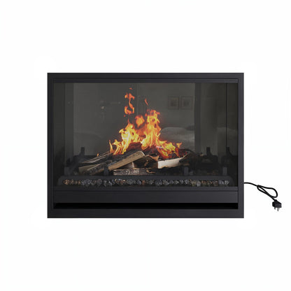 Premium Black 3-Sided Inset Electric Media Wall Fire Place with LCD Flame - 31 Inch - AmberGlo