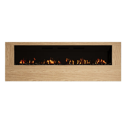 Wall-Mounted Electric Fire with Oak Surround and Remote Control - 70 Inch - AmberGlo