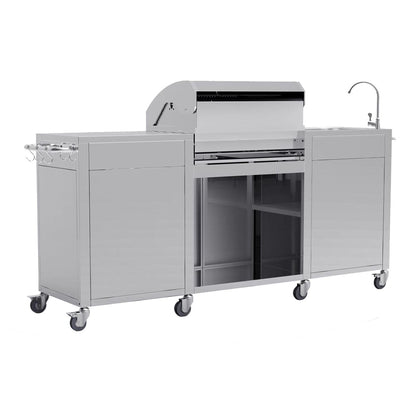 Cabinologist Texas Premium Outdoor Kitchen - 4 Burner Gas BBQ Grill with Side Burner - Stainless Steel