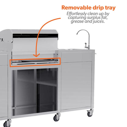 Cabinologist Texas Premium Outdoor Kitchen - 4 Burner Gas BBQ Grill with Side Burner - Stainless Steel