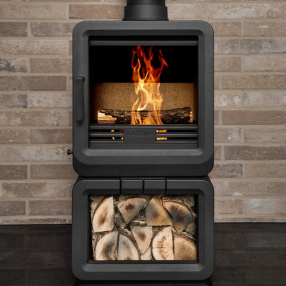 Mazona Heatwave Grey 5kW Multifuel Stove Log Store, Woodburning, Freestanding, Eco Design Approved, Defra Approved