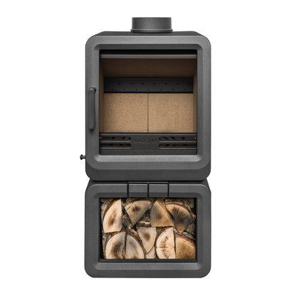 Mazona Heatwave Grey 5kW Multifuel Stove Log Store, Woodburning, Freestanding, Eco Design Approved, Defra Approved