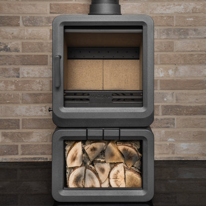 Mazona Heatwave Grey 5kW Multifuel Stove Log Store, Woodburning, Freestanding, Eco Design Approved, Defra Approved