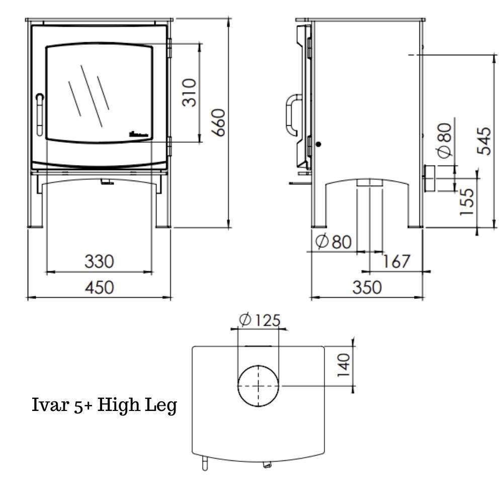 Dik Geurts Ivar 5 Wood Burning Stove 5kW (multifuel via kit)