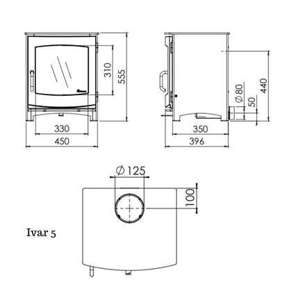 Dik Geurts Ivar 5 Wood Burning Stove 5kW (multifuel via kit)