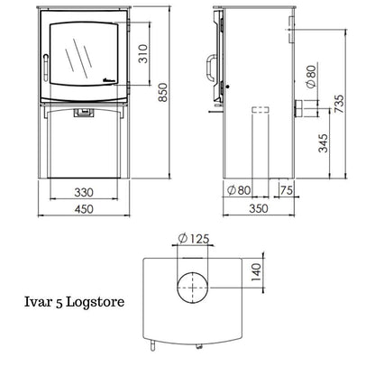 Dik Geurts Ivar 5 Wood Burning Stove 5kW (multifuel via kit)